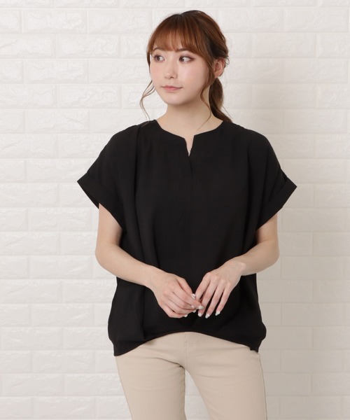 Lace Ladies(レースレディース)の「フロントタック半袖スキッパーシャツ(シャツ/ブラウス・レディース・ブラック/グレー/ホワイト/ネイビー/ミント・FREE)」の6枚目の写真