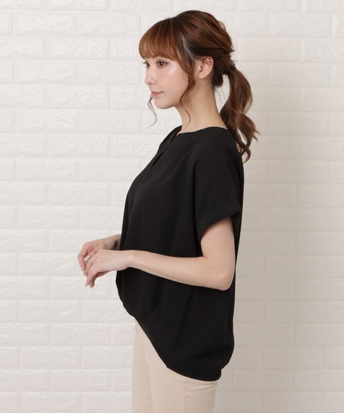 Lace Ladies(レースレディース)の「フロントタック半袖スキッパーシャツ(シャツ/ブラウス・レディース・ブラック/グレー/ホワイト/ネイビー/ミント・FREE)」の7枚目の写真