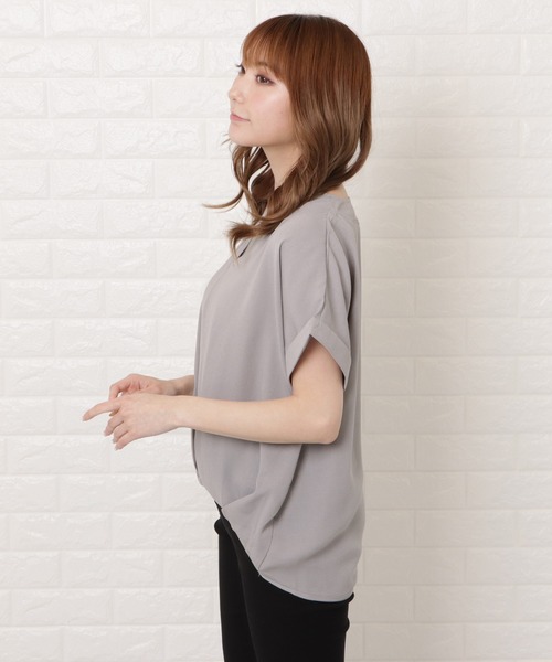 Lace Ladies(レースレディース)の「フロントタック半袖スキッパーシャツ(シャツ/ブラウス・レディース・ブラック/グレー/ホワイト/ネイビー/ミント・FREE)」の14枚目の写真