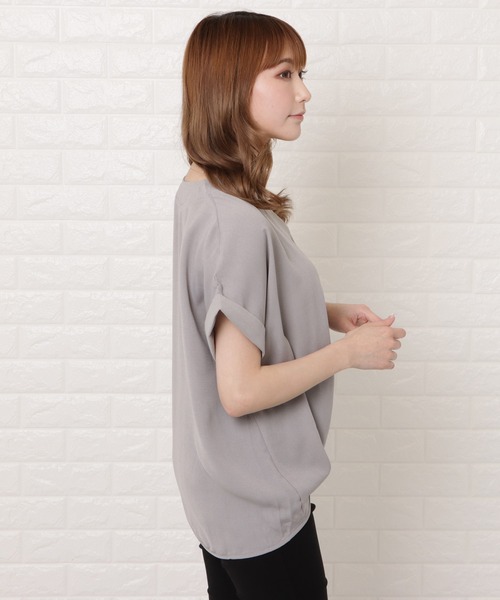 Lace Ladies(レースレディース)の「フロントタック半袖スキッパーシャツ(シャツ/ブラウス・レディース・ブラック/グレー/ホワイト/ネイビー/ミント・FREE)」の15枚目の写真