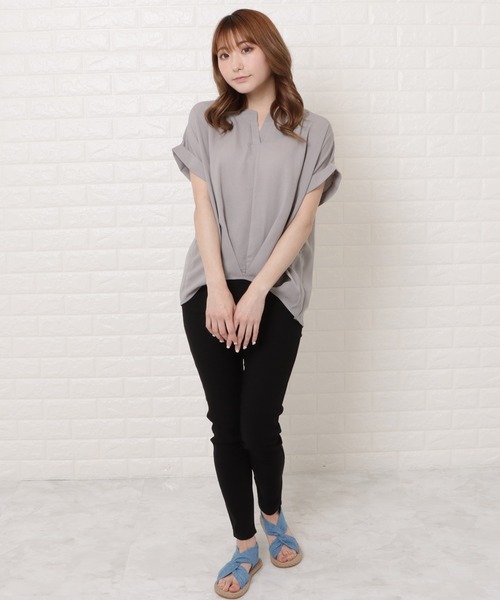 Lace Ladies(レースレディース)の「フロントタック半袖スキッパーシャツ(シャツ/ブラウス・レディース・ブラック/グレー/ホワイト/ネイビー/ミント・FREE)」の17枚目の写真