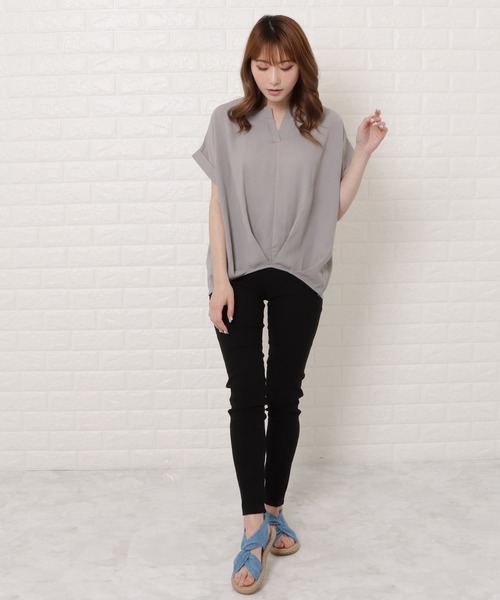 Lace Ladies(レースレディース)の「フロントタック半袖スキッパーシャツ(シャツ/ブラウス・レディース・ブラック/グレー/ホワイト/ネイビー/ミント・FREE)」の18枚目の写真
