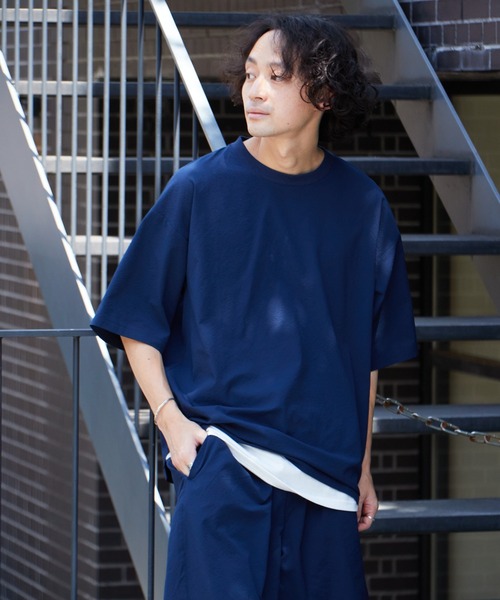 CIAOPANIC TYPY(チャオパニックティピー)の「【セットアップ対応】ストレッチシアサッカー クルーネックTee(Tシャツ/カットソー・メンズ・ブラック/ネイビー/ブルー・L/M)」の4枚目の写真