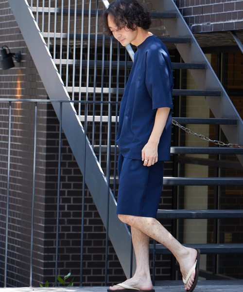 CIAOPANIC TYPY(チャオパニックティピー)の「【セットアップ対応】ストレッチシアサッカー クルーネックTee(Tシャツ/カットソー・メンズ・ブラック/ネイビー/ブルー・L/M)」の9枚目の写真
