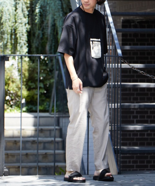 CIAOPANIC TYPY(チャオパニックティピー)の「【セットアップ対応】ストレッチシアサッカー クルーネックTee(Tシャツ/カットソー・メンズ・ブラック/ネイビー/ブルー・L/M)」の17枚目の写真