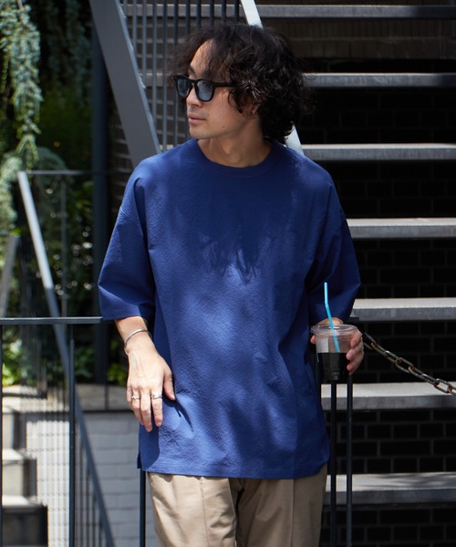 CIAOPANIC TYPY(チャオパニックティピー)の「【セットアップ対応】ストレッチシアサッカー クルーネックTee(Tシャツ/カットソー・メンズ・ブラック/ネイビー/ブルー・L/M)」の21枚目の写真