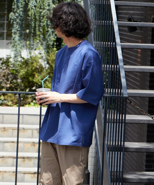 CIAOPANIC TYPY(チャオパニックティピー)の「【セットアップ対応】ストレッチシアサッカー クルーネックTee(Tシャツ/カットソー・メンズ・ブラック/ネイビー/ブルー・L/M)」の22枚目の写真