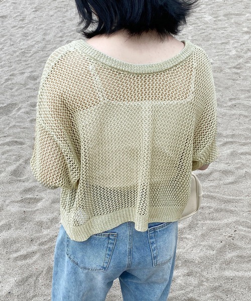 PairPair（ペアペア）の「メッシュニットカーディガン（カーディガン/ボレロ・レディース・アイボリー/ミント・フリー）」の10枚目の写真