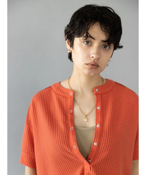 koe(コエ)の「ワッフルヘンリーネックプルオーバー*(Tシャツ/カットソー・レディース・グレー/オレンジ/ミント・FREE)」の5枚目の写真