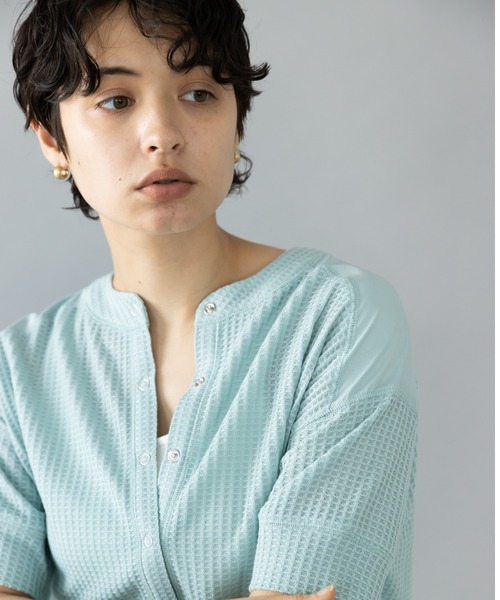 koe(コエ)の「ワッフルヘンリーネックプルオーバー*(Tシャツ/カットソー・レディース・グレー/オレンジ/ミント・FREE)」の3枚目の写真