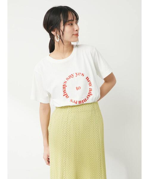 Green　Parks（グリーンパークス）の「サークルロゴTシャツ（Tシャツ/カットソー・レディース・ネイビー/オフホワイト・FREE）」の3枚目の写真