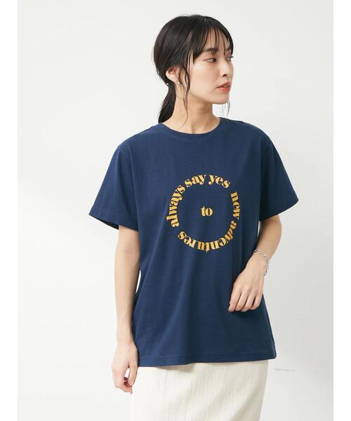 Green　Parks（グリーンパークス）の「サークルロゴTシャツ（Tシャツ/カットソー・レディース・ネイビー/オフホワイト・FREE）」の4枚目の写真