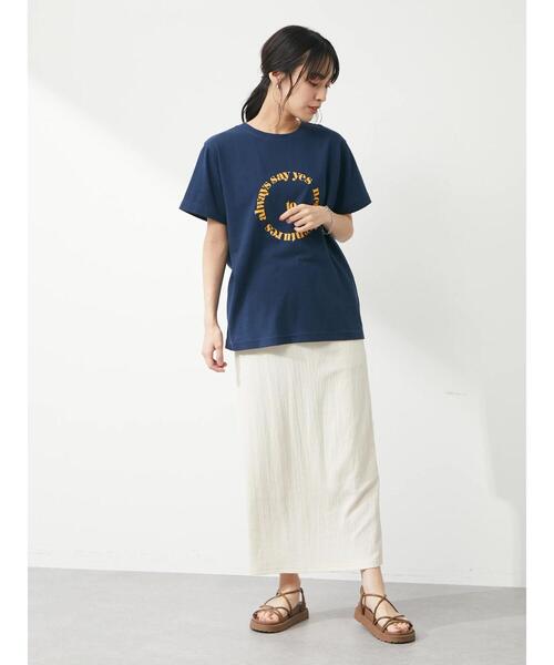 Green　Parks（グリーンパークス）の「サークルロゴTシャツ（Tシャツ/カットソー・レディース・ネイビー/オフホワイト・FREE）」の5枚目の写真