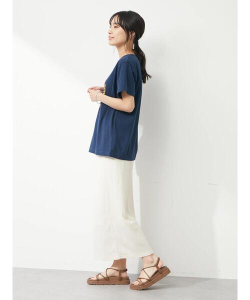 Green　Parks（グリーンパークス）の「サークルロゴTシャツ（Tシャツ/カットソー・レディース・ネイビー/オフホワイト・FREE）」の6枚目の写真