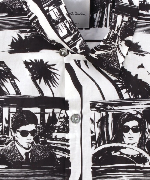 Paul Smith（ポールスミス）の「モノクロームシネマ オープンカラーシャツ / 223360 905U（シャツ/ブラウス・メンズ・ホワイト×ブラック・SMALL/MEDIUM/LARGE/X-LARGE）」の2枚目の写真