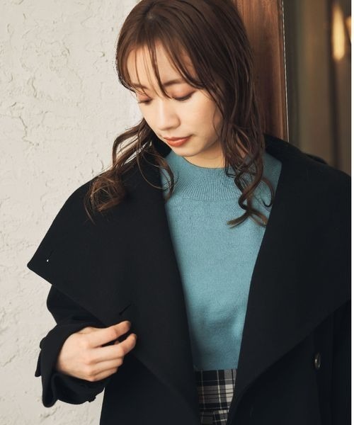 mysty woman(ミスティウーマン)の「ビッグカラーロングガウン 281443(チェスターコート・レディース・ブラック/アイボリー/ブラウン・FREE)」の17枚目の写真