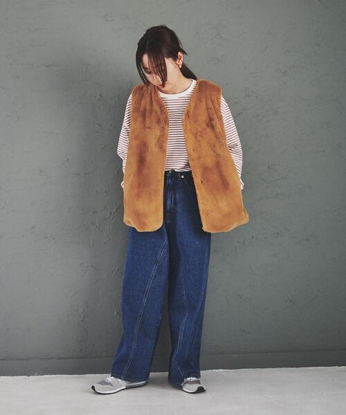 coen（コーエン）の「フェイクファーベスト（ベスト・レディース・ダークグレー/ブラウン/ベージュ・M/L）」の5枚目の写真