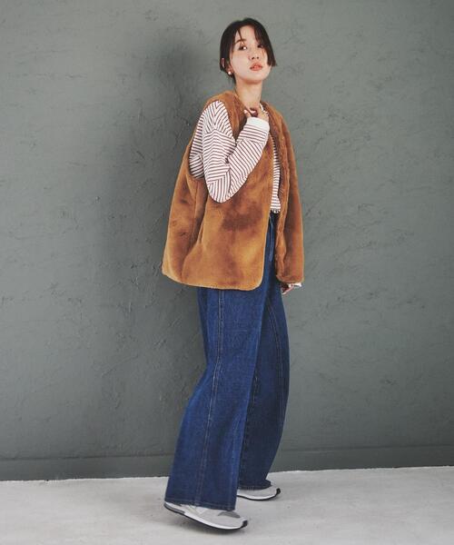 coen（コーエン）の「フェイクファーベスト（ベスト・レディース・ダークグレー/ブラウン/ベージュ・M/L）」の6枚目の写真