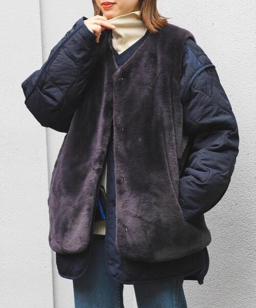 coen（コーエン）の「フェイクファーベスト（ベスト・レディース・ダークグレー/ブラウン/ベージュ・M/L）」の7枚目の写真