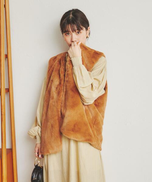 coen（コーエン）の「フェイクファーベスト（ベスト・レディース・ダークグレー/ブラウン/ベージュ・M/L）」の13枚目の写真