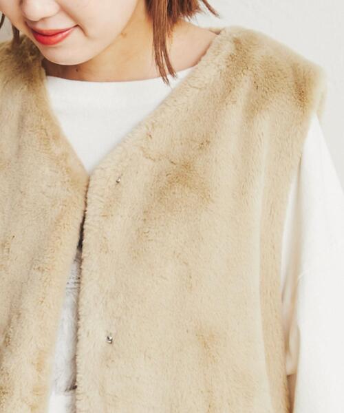 coen（コーエン）の「フェイクファーベスト（ベスト・レディース・ダークグレー/ブラウン/ベージュ・M/L）」の17枚目の写真