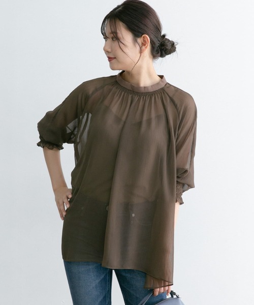 URBAN RESEARCH ROSSO（アーバンリサーチロッソ）の「ヨウリュウシアーチュニックブラウス（シャツ/ブラウス・レディース・アイボリー/モカ・FREE）」の3枚目の写真