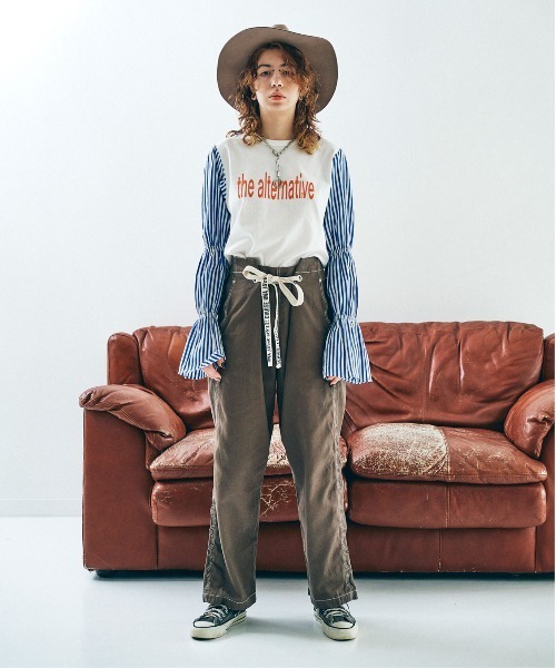 RNA(アールエヌエー)の「M1901 ストライプキャンディ-T(Tシャツ/カットソー・レディース・ホワイト/ブラック/イエロー・MEDIUM)」の5枚目の写真