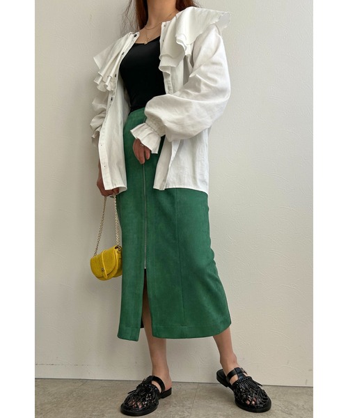 palm RICHE（ポームリシュ）の「スエポンタイトSK（スカート・レディース・ブラック/オレンジ/グリーン/アイボリー・M）」の16枚目の写真