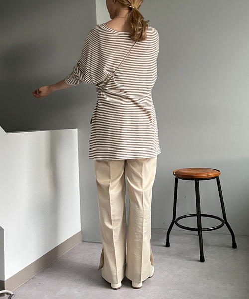 CAPRICIEUX LE'MAGE（カプリシューレマージュ）の「シアーボーダーBIG Tシャツ（Tシャツ/カットソー・レディース・ブラック/ベージュ・FREE）」の10枚目の写真