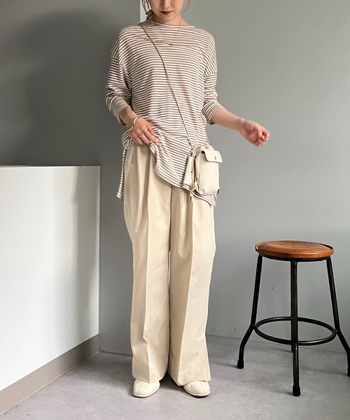 CAPRICIEUX LE'MAGE（カプリシューレマージュ）の「シアーボーダーBIG Tシャツ（Tシャツ/カットソー・レディース・ブラック/ベージュ・FREE）」の11枚目の写真