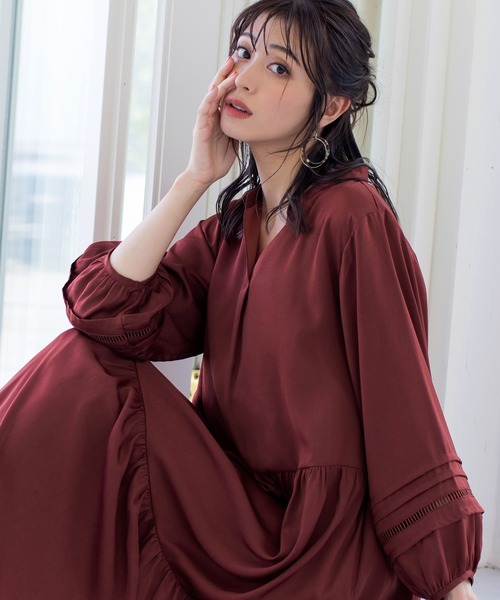 Tiaclasse(ティアクラッセ)の「【洗える】大人可愛いティアードワンピース(ワンピース・レディース・レンガ/チャコールグレー/ブルー/グレイッシュベージュ・13号/15号)」の22枚目の写真