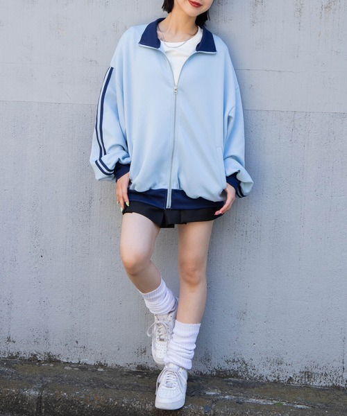 WEGO(ウィゴー)の「WEGO/トラックジャケット(ブルゾン・レディース・サックスブルー/ホワイト・FREE)」の3枚目の写真