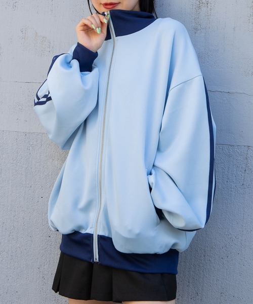 WEGO(ウィゴー)の「WEGO/トラックジャケット(ブルゾン・レディース・サックスブルー/ホワイト・FREE)」の5枚目の写真