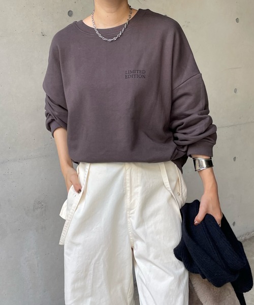 DouDou（ドゥドゥ）の「2WAYロゴスウェット（スウェット・レディース・オフホワイト/チャコールグレー/モカ・FREE）」の7枚目の写真