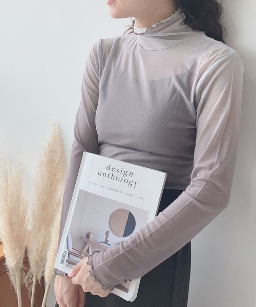 AS KNOW AS plus（アズノゥアズプラス）の「♪ストレッチハイネック（Tシャツ/カットソー・レディース・オフホワイト/ブラック×ホワイト/ブラック系その他/ベージュ系その他/ブラック/グレー系その他/ブラック系その他2/ホワイト系その他2/グレー系その他2/ホワイト系その他3/グレー系その他3・FREE）」の9枚目の写真