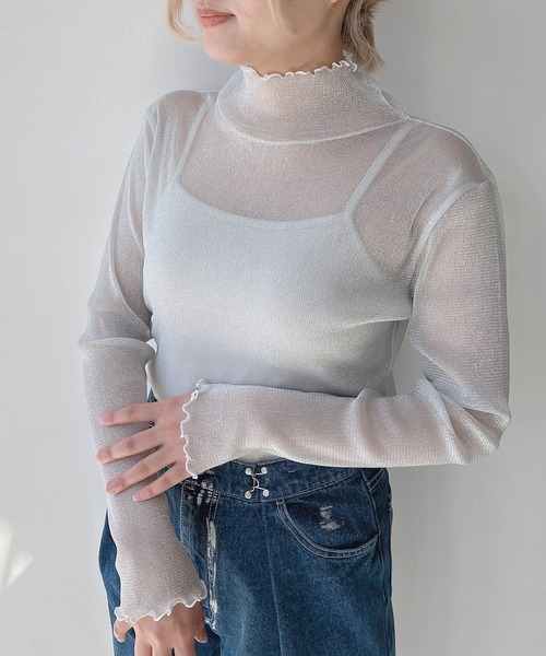 AS KNOW AS plus（アズノゥアズプラス）の「♪ストレッチハイネック（Tシャツ/カットソー・レディース・オフホワイト/ブラック×ホワイト/ブラック系その他/ベージュ系その他/ブラック/グレー系その他/ブラック系その他2/ホワイト系その他2/グレー系その他2/ホワイト系その他3/グレー系その他3・FREE）」の10枚目の写真