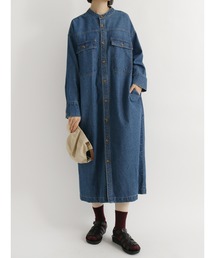 Samansa Mos2 blue | 【ECO DENIM】ロングジャケット(デニムジャケット)