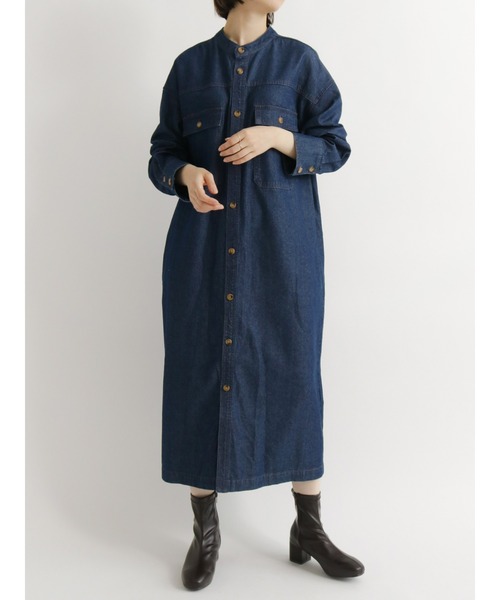 Samansa Mos2 blue(サマンサモスモスブルー)の「【ECO DENIM】ロングジャケット(デニムジャケット・レディース・ネイビー/ブルー/キナリ・フリ-)」の16枚目の写真