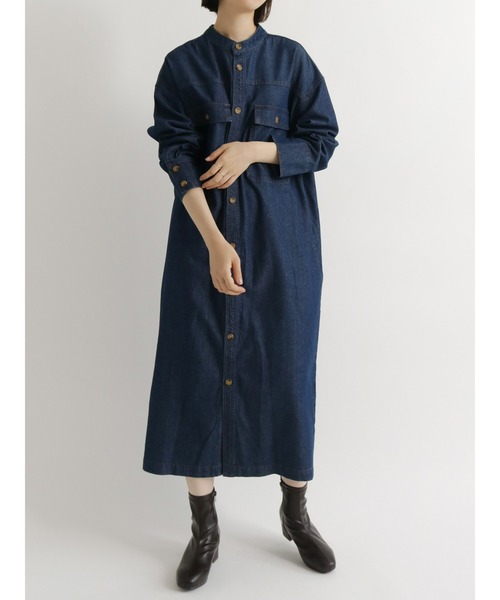 Samansa Mos2 blue(サマンサモスモスブルー)の「【ECO DENIM】ロングジャケット(デニムジャケット・レディース・ネイビー/ブルー/キナリ・フリ-)」の17枚目の写真