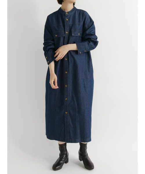 Samansa Mos2 blue(サマンサモスモスブルー)の「【ECO DENIM】ロングジャケット(デニムジャケット・レディース・ネイビー/ブルー/キナリ・フリ-)」の18枚目の写真