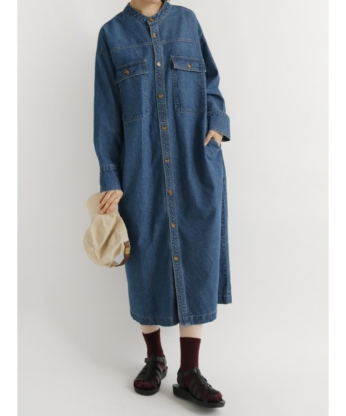 Samansa Mos2 blue(サマンサモスモスブルー)の「【ECO DENIM】ロングジャケット(デニムジャケット・レディース・ネイビー/ブルー/キナリ・フリ-)」の5枚目の写真