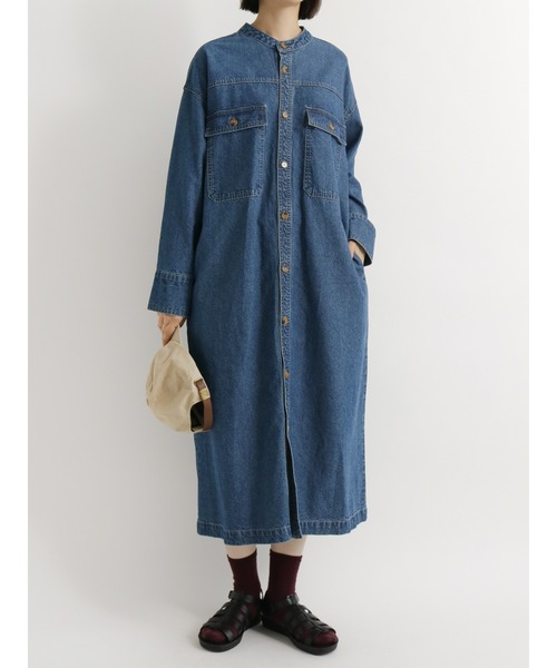 Samansa Mos2 blue(サマンサモスモスブルー)の「【ECO DENIM】ロングジャケット(デニムジャケット・レディース・ネイビー/ブルー/キナリ・フリ-)」の6枚目の写真
