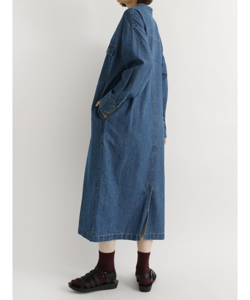 Samansa Mos2 blue(サマンサモスモスブルー)の「【ECO DENIM】ロングジャケット(デニムジャケット・レディース・ネイビー/ブルー/キナリ・フリ-)」の9枚目の写真