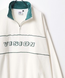 VISION STREET WEAR（ヴィジョンストリートウェア）の「VISION STREET WEAR/ヴィジョンストリートウエア ビッグシルエット ロゴ キリカエ ベロア ハーフジップ スウェット トレーナー プルオーバー（スウェット・メンズ）」