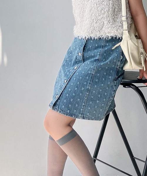 AS KNOW AS plus（アズノゥアズプラス）の「♪フラッシャー付 バックレースアップミニスカート 　セットアップ可能（デニムスカート・レディース・ブラック/アイボリー/モカ/ケミカルウォッシュ/ホワイト系その他/ブラック系/ブラック系その他/カーキ/ホワイト系/ダークインディゴブルー/ピンク/ブラック系その他2/ブルー系/ネイビー系/ブルー系その他/サックスブルー系/ブラック系その他3・FREE）」の13枚目の写真