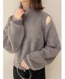 rienda | スリットショルダーシャギーニットトップス(ニット/セーター)