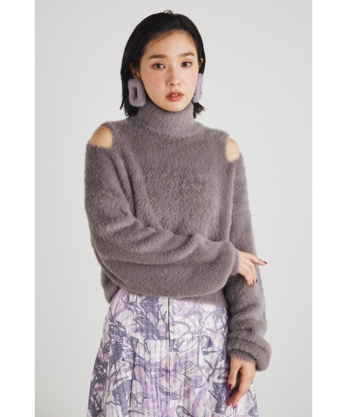 rienda（リエンダ）の「スリットショルダーシャギーニットトップス（ニット/セーター・レディース・オレンジ/アイボリー/ダークグレー/ブラック/ピンク/ブルー・FREE）」の7枚目の写真