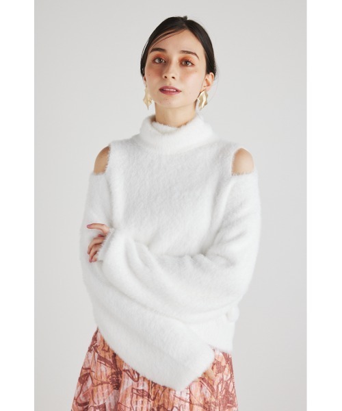 rienda（リエンダ）の「スリットショルダーシャギーニットトップス（ニット/セーター・レディース・オレンジ/アイボリー/ダークグレー/ブラック/ピンク/ブルー・FREE）」の16枚目の写真