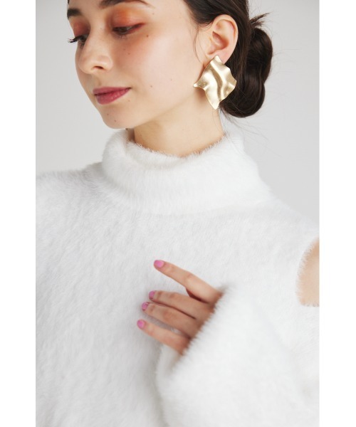 rienda（リエンダ）の「スリットショルダーシャギーニットトップス（ニット/セーター・レディース・オレンジ/アイボリー/ダークグレー/ブラック/ピンク/ブルー・FREE）」の21枚目の写真