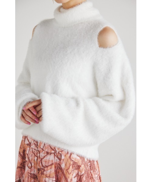 rienda（リエンダ）の「スリットショルダーシャギーニットトップス（ニット/セーター・レディース・オレンジ/アイボリー/ダークグレー/ブラック/ピンク/ブルー・FREE）」の22枚目の写真